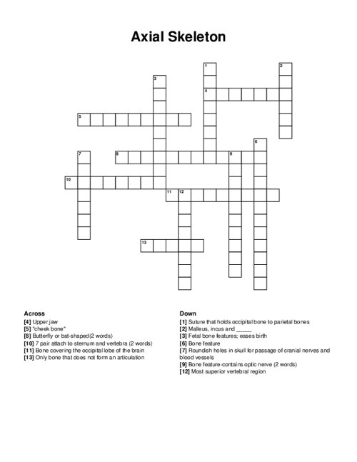 Axial Skeleton Crossword Puzzle