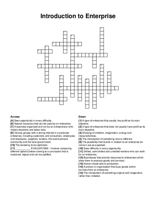 Introduction to Enterprise Crossword Puzzle