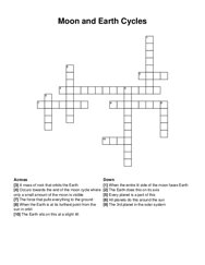 Moon and Earth Cycles crossword puzzle