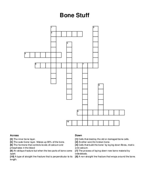 Bone Stuff Crossword Puzzle