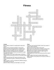 Fitness crossword puzzle