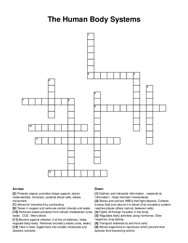 The Human Body Systems crossword puzzle