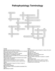 Pathophysiology Terminology crossword puzzle