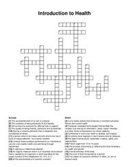 Introduction to Health crossword puzzle