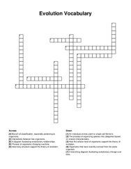 Evolution Vocabulary crossword puzzle
