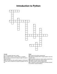 Introduction to Python crossword puzzle