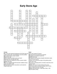 Early Stone Age crossword puzzle