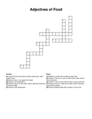 Adjectives of Food crossword puzzle