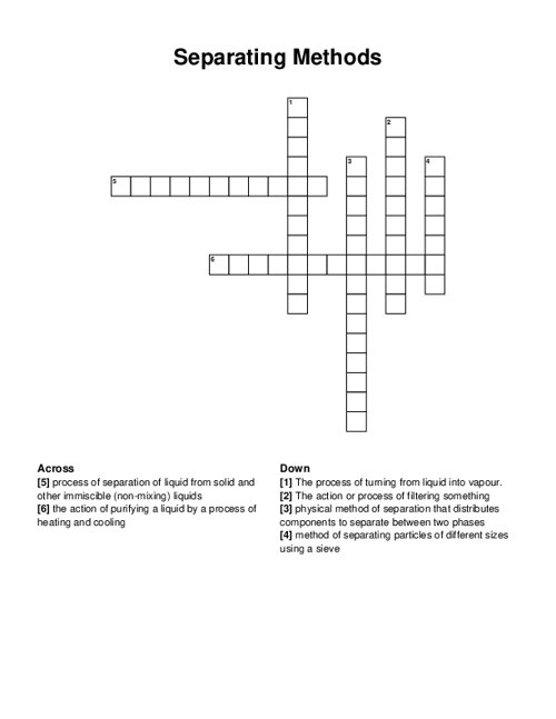 Separating Methods Crossword Puzzle