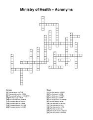 Ministry of Health – Acronyms crossword puzzle