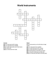 World Instruments crossword puzzle