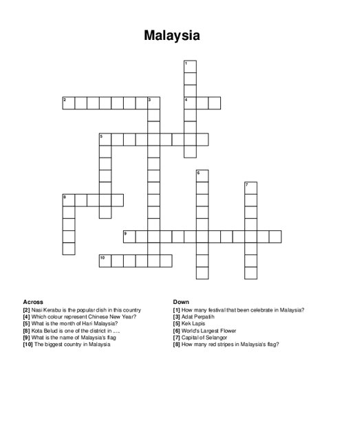 Malaysia Crossword Puzzle