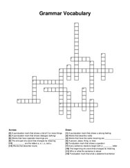 Grammar Vocabulary crossword puzzle