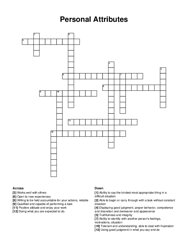 Personal Attributes crossword puzzle