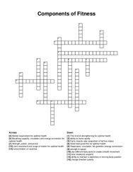 Components of Fitness crossword puzzle