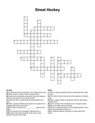 Street Hockey crossword puzzle