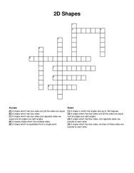 2D Shapes crossword puzzle