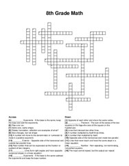 8th Grade Math crossword puzzle
