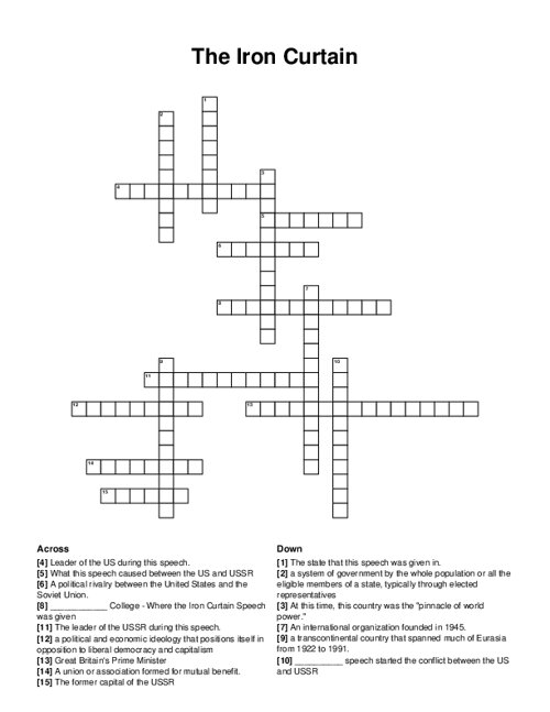The Iron Curtain Crossword Puzzle