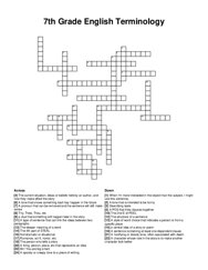 7th Grade English Terminology crossword puzzle