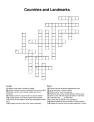 Countries and Landmarks crossword puzzle