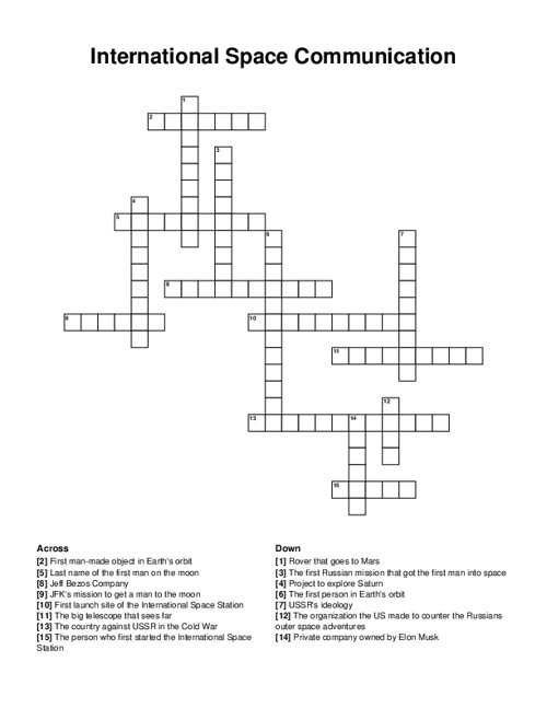 International Space Communication Crossword Puzzle