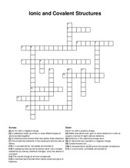 Ionic and Covalent Structures crossword puzzle