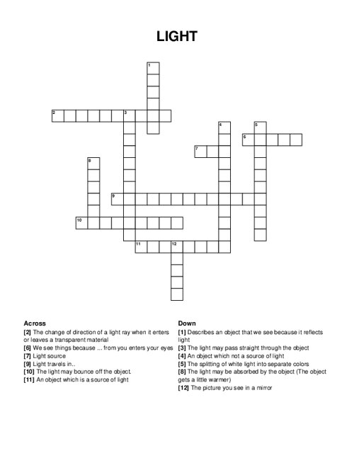 LIGHT Crossword Puzzle