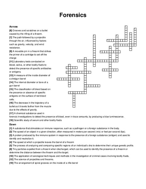 Forensics Crossword Puzzle