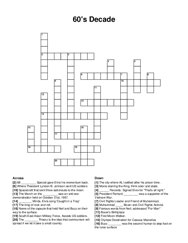 60s Decade crossword puzzle