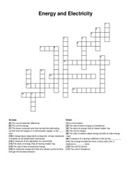 Energy and Electricity crossword puzzle