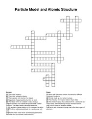 Particle Model and Atomic Structure crossword puzzle