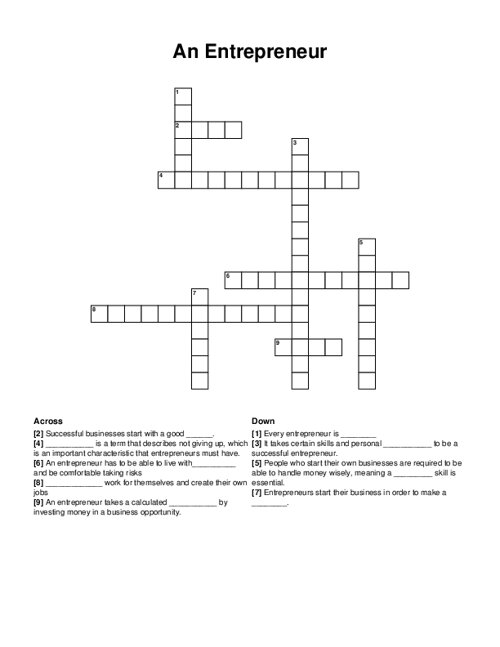 An Entrepreneur Crossword Puzzle