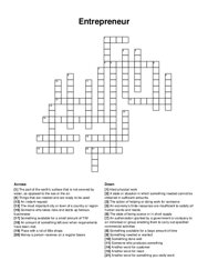 Entrepreneur crossword puzzle