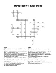 Introduction to Economics crossword puzzle