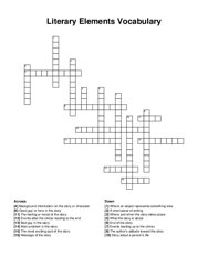 Literary Elements Vocabulary crossword puzzle