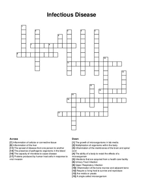 Infectious Disease Crossword Puzzle