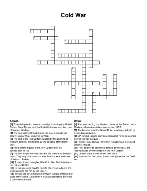 Cold War Crossword Puzzle