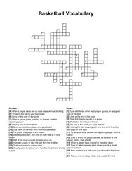 Basketball Vocabulary crossword puzzle