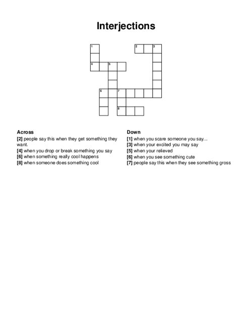 Interjections Crossword Puzzle