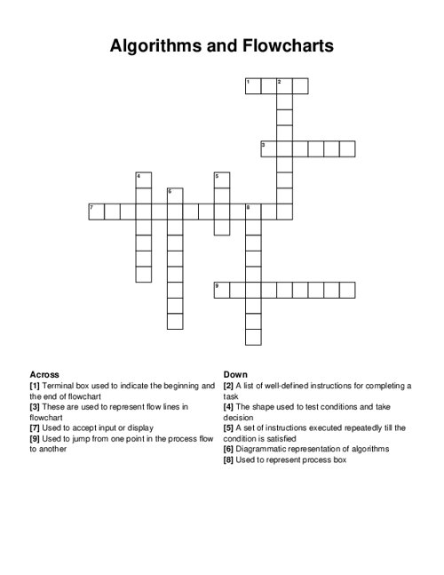 Algorithms and Flowcharts Crossword Puzzle