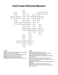 Gold Coast Historical Museum crossword puzzle