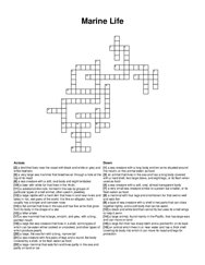 Marine Life crossword puzzle