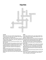 Injuries crossword puzzle