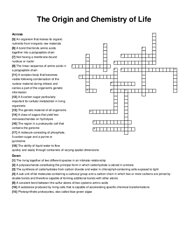 The Origin and Chemistry of Life crossword puzzle