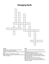 Changing Earth crossword puzzle