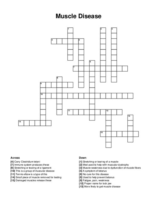 Muscle Disease Crossword Puzzle