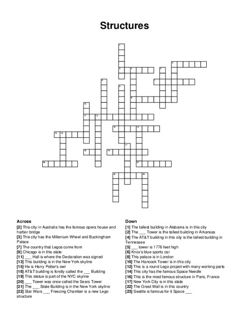 Structures Crossword Puzzle