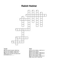 Rabbit Habitat crossword puzzle