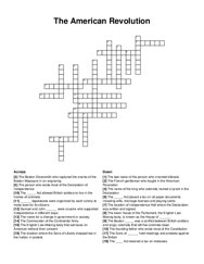 The American Revolution crossword puzzle